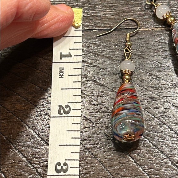 Colorful Glass Teardrop Earrings - Picture 4 of 4